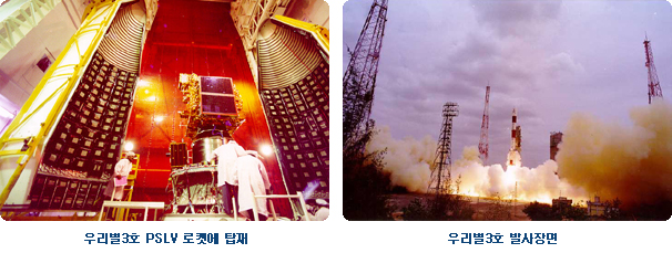 우리별3호 PSLV 로켓에 탑재 / 우리별3호 발사장면